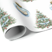 Blue Magic Ornament Christmas Tree Lights Cadeaupapier (Rol Hoek)