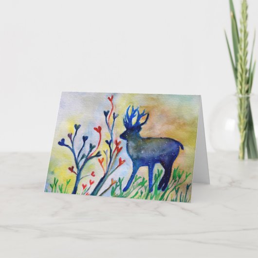 Blue Magic Rendier Animal Hearts-Wenskaart Feestdagen Kaart (Voorkant)