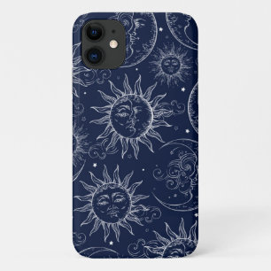 Blue Magic Vintage Hemel Zon Maan Sterren Case-Mate iPhone Case