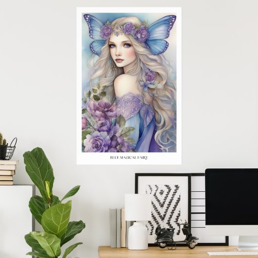 Blue Magical Fairy Poster (Thuiskantoor)