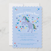 Blue Magical Rainbow Unicorn Birthday Kaart (Voorkant)