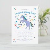 Blue Magical Rainbow Unicorn Birthday Kaart (Staand voorkant)