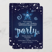 Blue Magical Swirls Winter Wonderland Invitations Kaart (Voorkant / Achterkant)