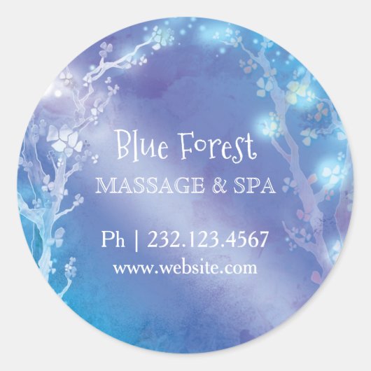 Blue Magical Trees Business Label Sticker (Voorkant)