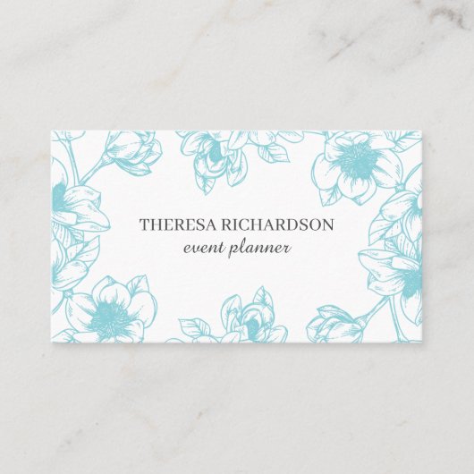 Blue Magnolia  hand Schildpadden sociale media Visitekaartje (Voorkant)