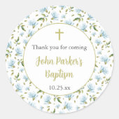 Blue Magnolias baptism thank you sticker (Voorkant)