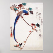 Blue Magpie op Maple Branch door Hiroshige Poster (Voorkant)