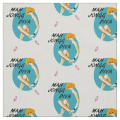 Blue Mah Jongg Diva Fabric Stof (Swatch)