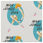 Blue Mah Jongg Diva Fabric Stof (Close Up)