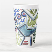 Blue Mahjong Tegels Latte Mok (Voorkant)