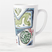 Blue Mahjong Tegels Latte Mok (Rechts)