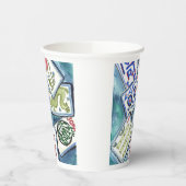 Blue Mahjong Tegels Papieren Bekers (Links)