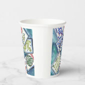 Blue Mahjong Tegels Papieren Bekers (Rechts)