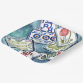 Blue Mahjong Tegels Papieren Bordje (Gebogen)