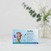 Blue Maid House Cleaning lady housekeeping Service Visitekaartje (Staand voorkant)