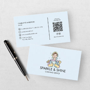 Blue Maid Huishoudelijke Schoonmaakdienst QR Code Visitekaartje