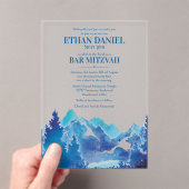 Blue Majestic Mountain Waterverf Bar Mitzvah Acryl Uitnodigingen (Insitu (Draagbaar))