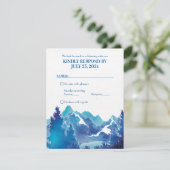 Blue Majestic Mountain Waterverf Bar Mitzvah RSVP Kaart (Staand voorkant)