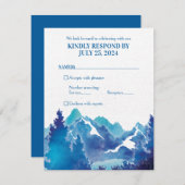 Blue Majestic Mountain Waterverf Bar Mitzvah RSVP Kaart (Voorkant / Achterkant)