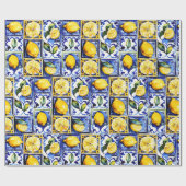 Blue Majolica tegels citroenen Mediterraan Cadeaupapier (Vlak)