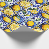 Blue Majolica tegels citroenen Mediterraan Cadeaupapier (Hoek)