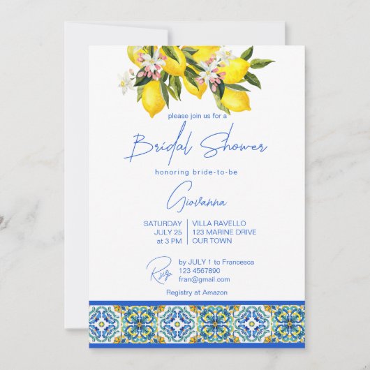 Blue Majolica Tegels Citroenen Mediterraan Kaart (Voorkant)