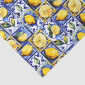 Blue Majolica tegels citroenen Mediterraan Tissuepapier (Detail)