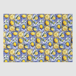 Blue Majolica tegels citroenen Mediterraan Tissuepapier