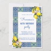 Blue Majolica Tegels Mediterraans Verjaardag Kaart (Voorkant)