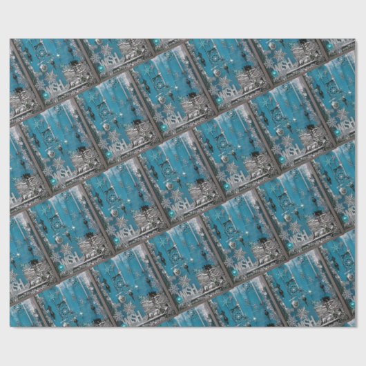 Blue Make Wish Holiday Cadeaupapier (Vlak)