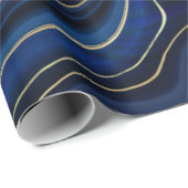 Blue Malachite Golden Accents Luxury Chic Gemstone Cadeaupapier (Rol Hoek)