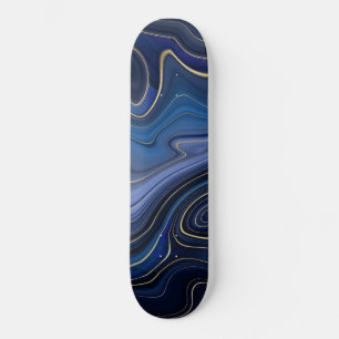 Blue Malachite Golden Accents Luxury Chic Gemstone Persoonlijk Skateboard