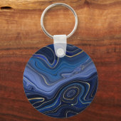 Blue Malachite Golden Accents Luxury Chic Gemstone Sleutelhanger (Voorkant)