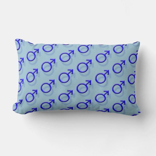 Blue Male Sex Symbol 3D Effect Tiled Pattern Kussen (Voorkant)