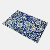 Blue Mallow, Navy and White Floral Pattern, Deurmat (Schuin)