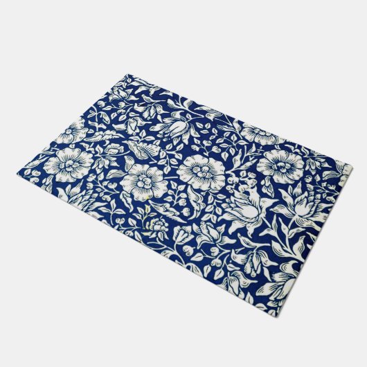 Blue Mallow, Navy and White Floral Pattern, Deurmat (Schuin)