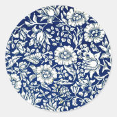 Blue Mallow  patroon Ronde Sticker (Voorkant)