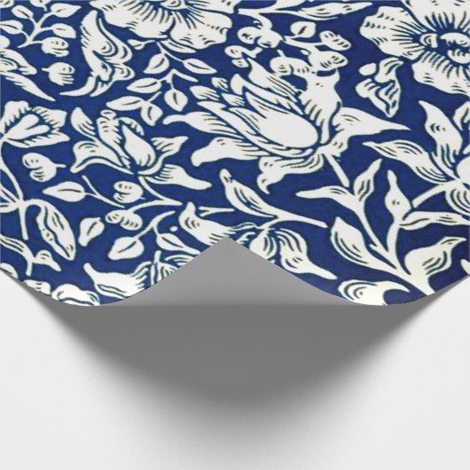 Blue Mallow,  patroon van William Morris Cadeaupapier (Hoek)