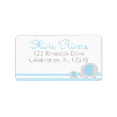 Blue Mama & Baby Elephant Retour Adreslabels Etiket (Voorkant)