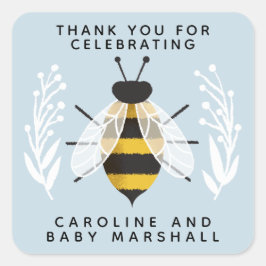 Blue Mama naar Bee Baby shower Dank u Sticker