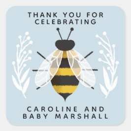 Blue Mama naar Bee Baby shower Dank u Sticker