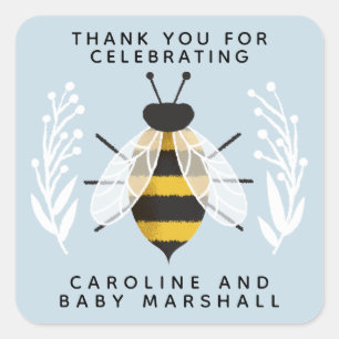 Blue Mama naar Bee Baby shower Dank u Sticker