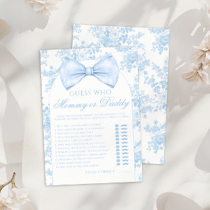 Blue Mama of Daddy Bow Stropdas Toile Baby shower Kaart