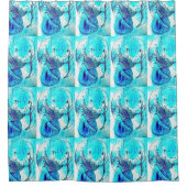 Blue Manatee Pattern Douchegordijn (Voorkant)