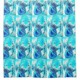 Blue Manatee Pattern Douchegordijn