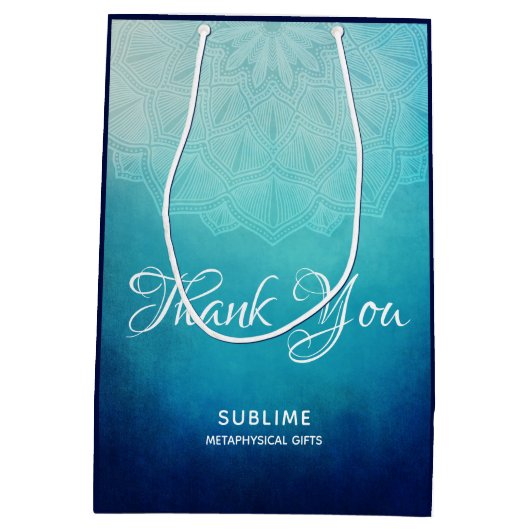  Blue Mandala Abstract Business Medium Cadeauzakje (Achterkant)