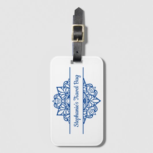Blue Mandala Art gepersonaliseerd Bagagelabel (Voorkant (verticaal))