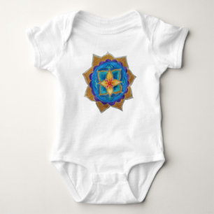 Blue Mandala Baby Jersey Bodysuit, wit Romper