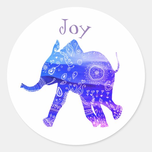 Blue Mandala Baby Olifant Joy Sticker (Voorkant)