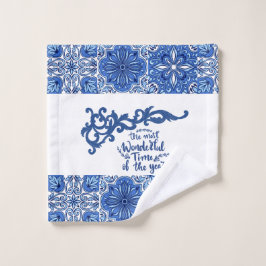 Blue Mandala Badhanddoek Set Bad Handdoek